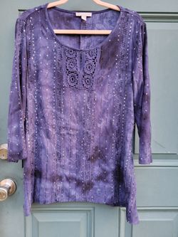 Established 1962 Women's L Purple Sequin Embellished Boho Tunic Top