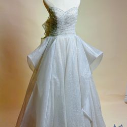 Strapless Beaded Wedding Dress – One Size – Lace-Up Back – Irvine CA Local Pickup Only – $25