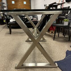 Glass and Brushed Nickel Desk