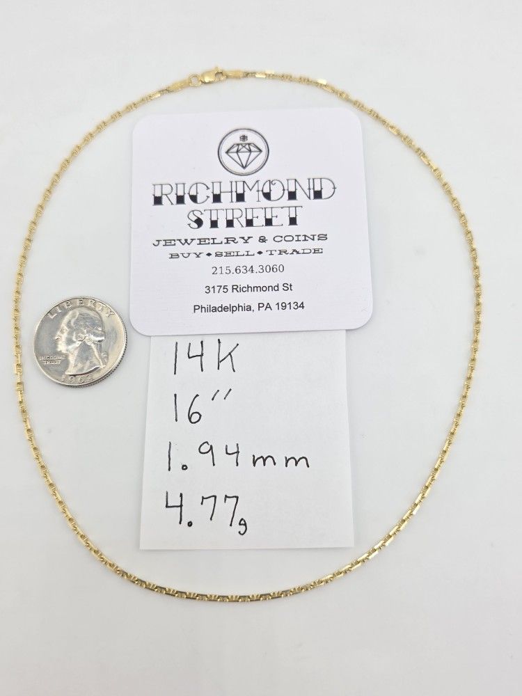 14k gold 16" anchor link chain