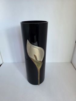 VINTAGE 1980'S EMPOLI BLACK GLASS VASE