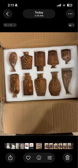 10 unique vintage-style amber glass vase set