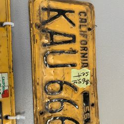 VINTAGE CALIFORNIA YELLOW LICENSE PLATES SET $65 for the matching pair In Madera ca 