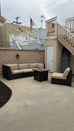 Frontgate Couch, table and fire pit