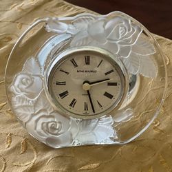  Rose Pearls Crystal Collectible Desk Clock  5.5" German Quartz 