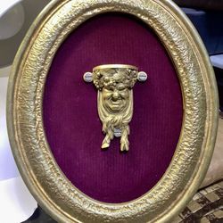 Antique Bacchus Dionysus Bronze Dore Mounted And Framed