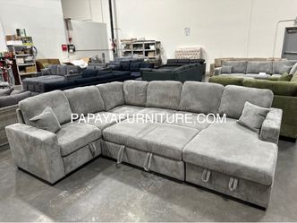 120” Large Sectional Sofa with pull-out bed, Sectional, Gray Couch, Grey Sectional, Sofabed, Sofa bed, Sleeper Sofa, Sofa, Couch, Sectionals, Sofa wit