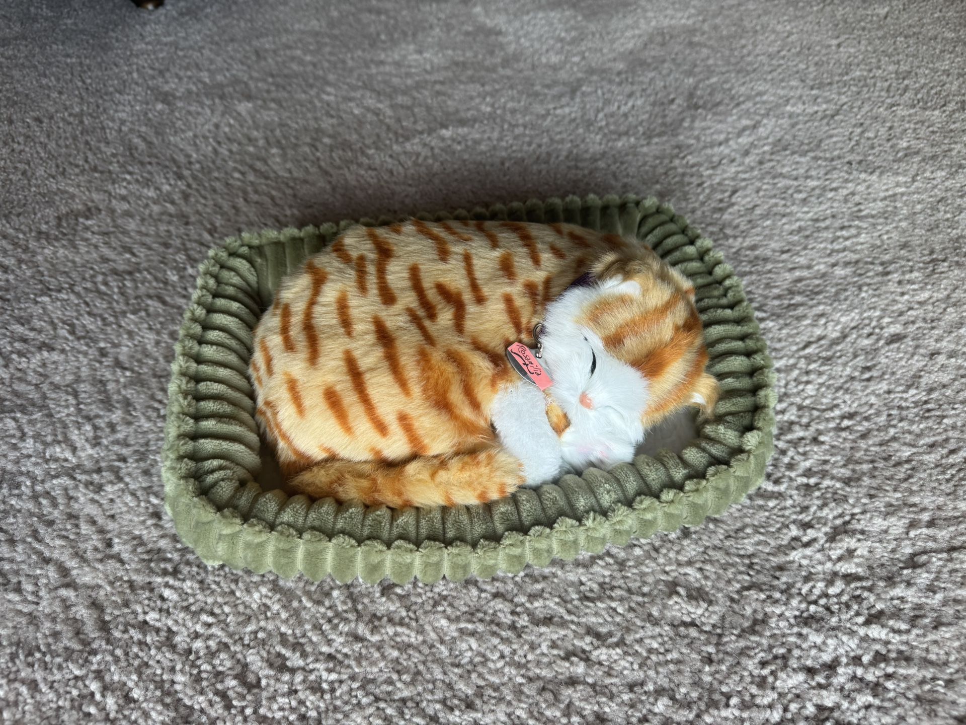 Perfect Petzzz Breathing KITTY CAT Sleeping 9" Plush Orange Tabby Striped