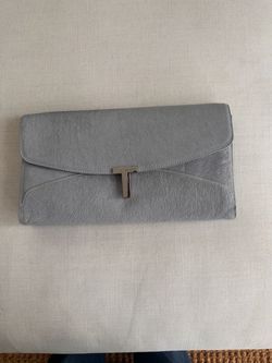 Ted Baker London Gray Leather T-Bar Envelope Clutch Bag NWT New With Tags