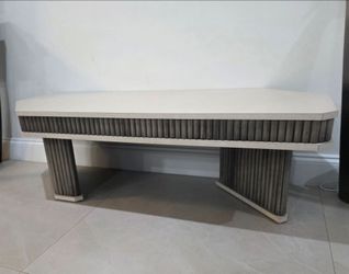 Fluted Coffee Table with Stone Top