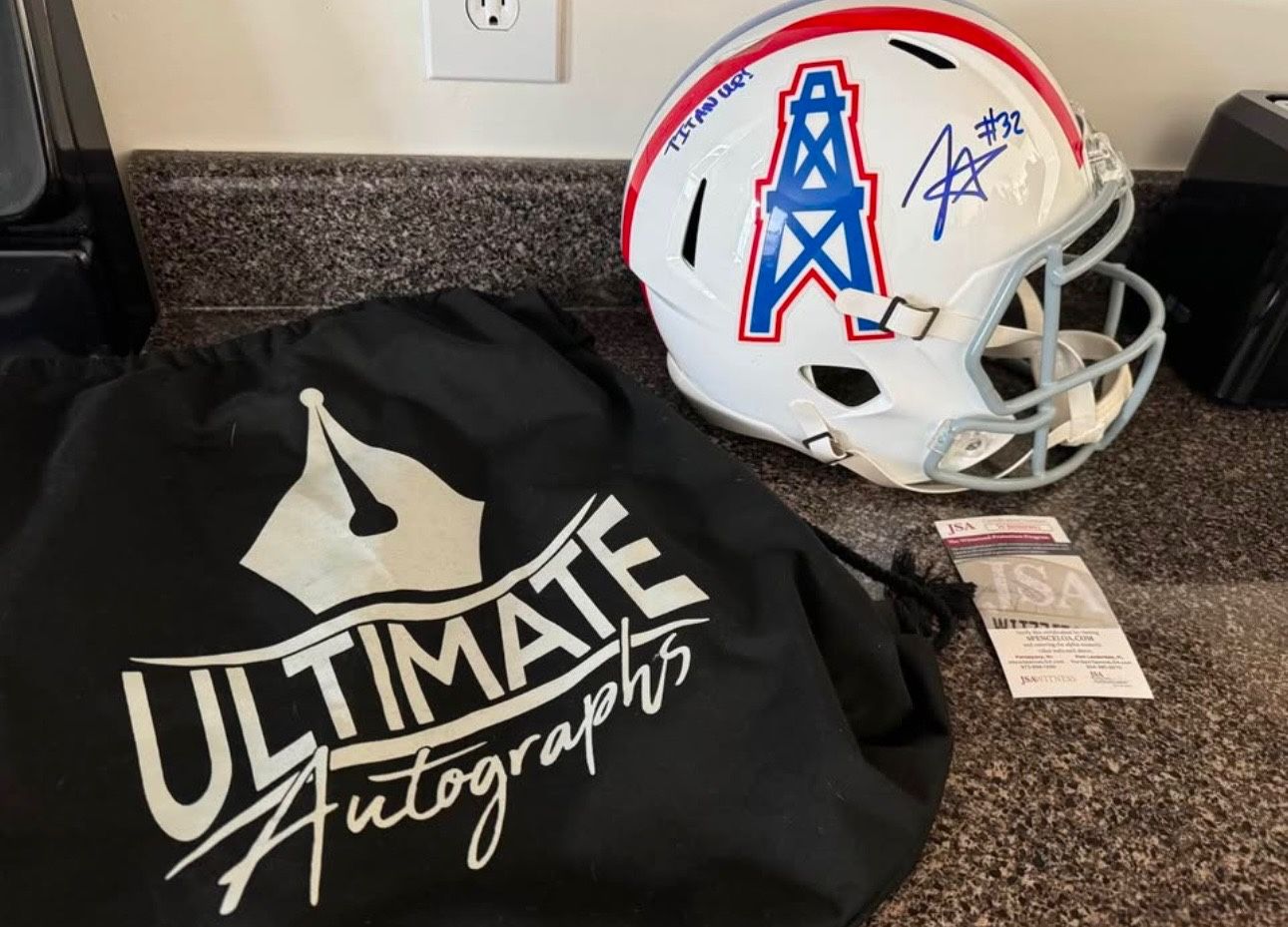 Oiler’s Helmet Signed By Tyjae Spears #32 $350