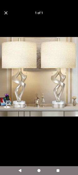 Silver abstract modern lamps (2 pack)