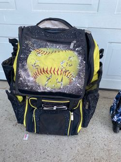 Softball Equipment Backpack Black and Yellow