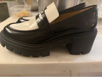 Black and White Platform Penny Loafers