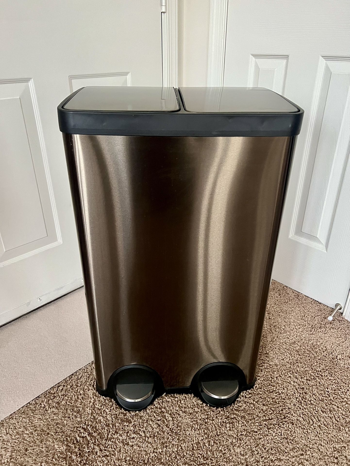 Dual Container Trash Can And Recycling Stainless Steel