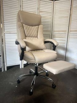 400lbs Reclining Executive Office Chair with Foot Rest, Big and Tall Ergonomic Office Chair, Home Office Desk Chairs for Heavy People (Khaki)