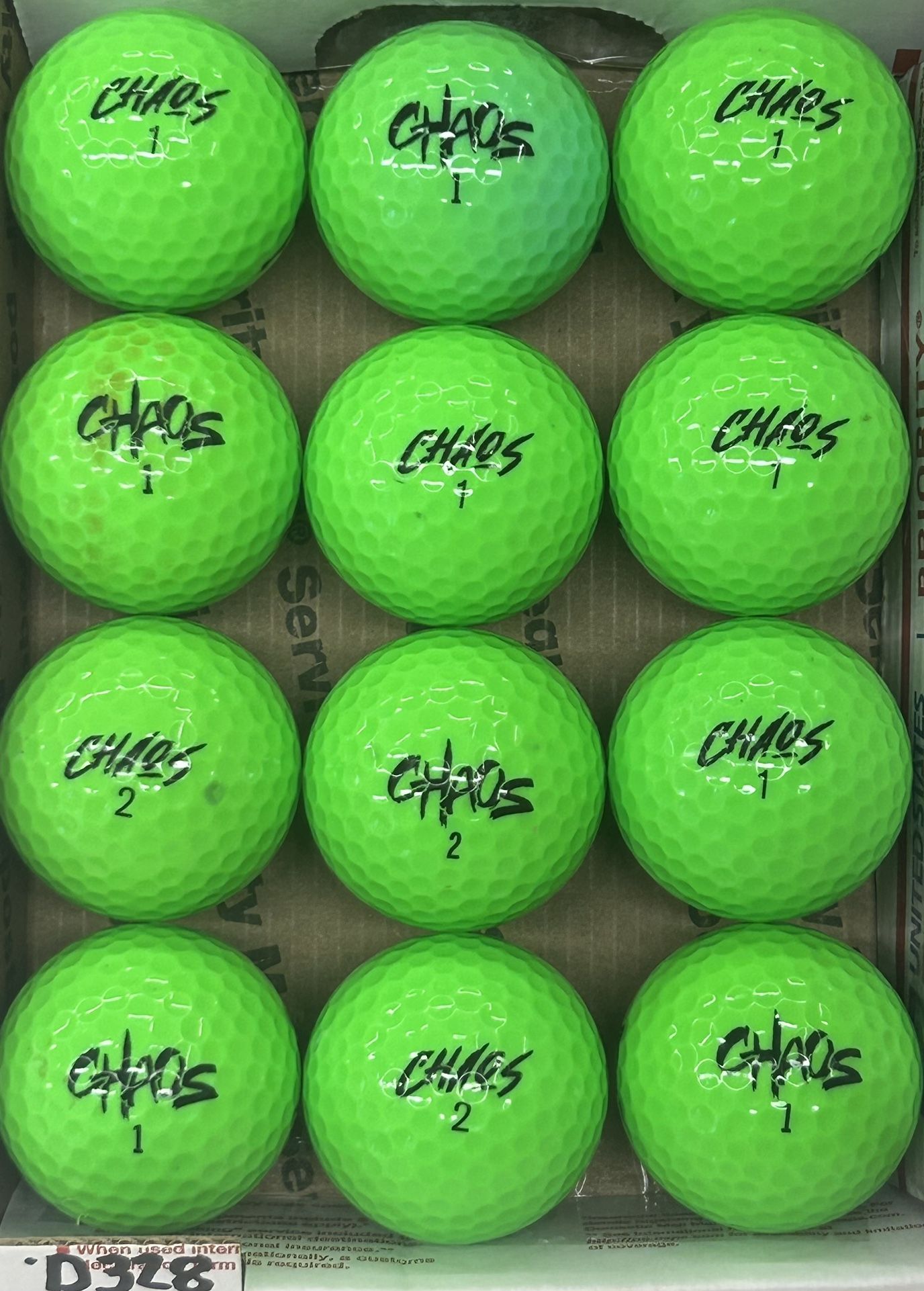 12 Wilson Chaos Golf Balls 5/4a Lot D328