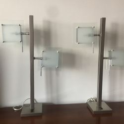 Set of Two Modern Adjustable Stainless Steel Table Lamps