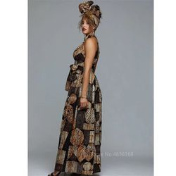 Printed African maxi brown dress