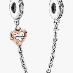ARTCHARM Heart Safety Chain Charm 925 Sterling Silver Beads fit European Charms Bracelet & Necklace