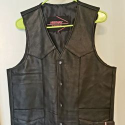 Leather Vest Premium black leather New size ex small 30 - 32 inches