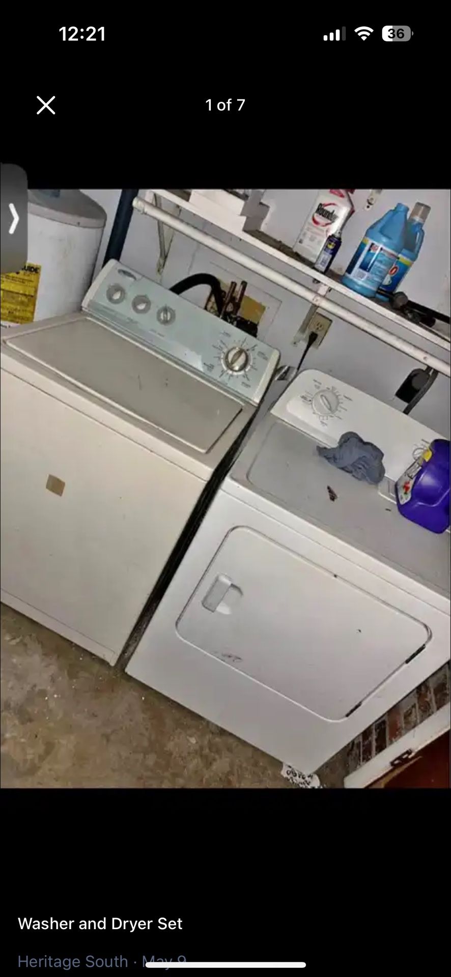 Whirlpool washer and dryer set in Excellent working condition.Comes with all Hoses and Connections .Price is Firm!