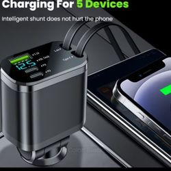 Car Charger. Quick Charge 3.0 With Built-in TypeC Cable