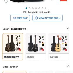 Donner 40 Inch Beginner Acoustic Guitar Cutaway Acustica Guitarra Bundle Kit with Pickup Free Online Lesson Bag Tuner Capo Strap Mini Jumbo for Adult 