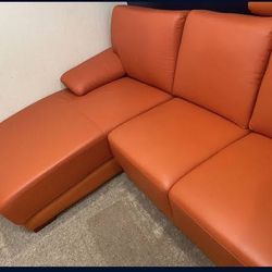 $1,250 Orange Leather Sofa 
