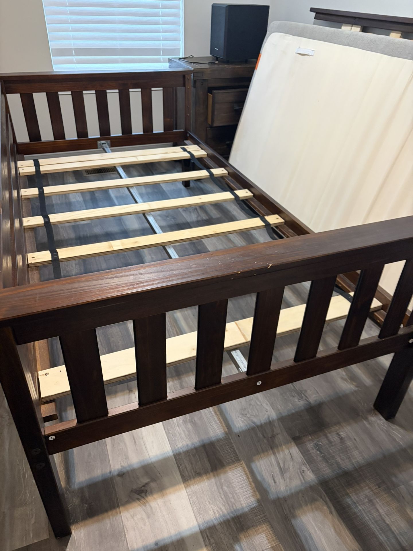 Twin Bed Frame (2) And Bed 