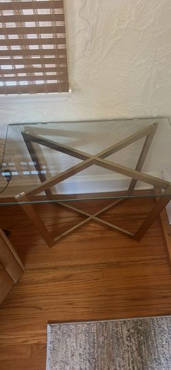 Glass Top Brass Base Side Table