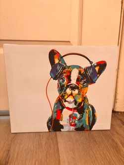 Colorful french bulldog canvas