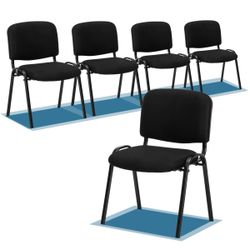 Office Fabric Mesh Stacking Chairs Armless Black 5 chairs brand new in box X12（3）