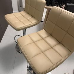 2x Bar Stool - Caqui Color - Leather Finish