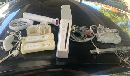 Nintendo Wii console with controllers