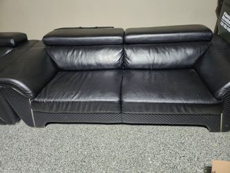 Faux Leather Couch And Armchair 