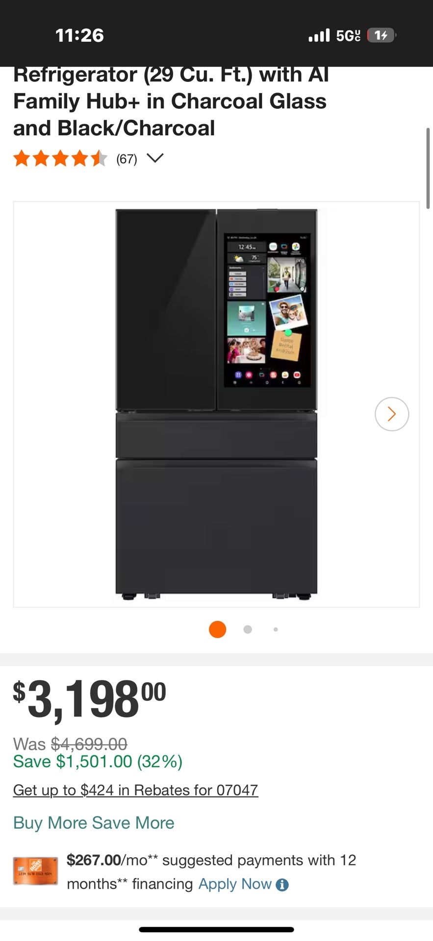 Black Fridge With Screen Brand New
