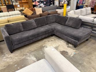 Charcoal Grey Microplush L-Shaped Sectional