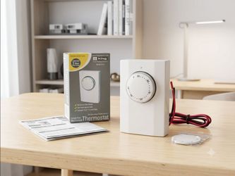 King K101 Line Voltage Single Pole Dial Thermostat White 120/208/240V 2-Wire