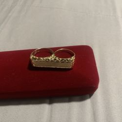 2 Finger 14k Solid Gold Ring 