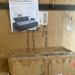 84.85in Reversible Sleeper Sectional With Storage