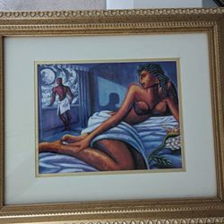 Black Art And Gold Frame ,25x22 Height 