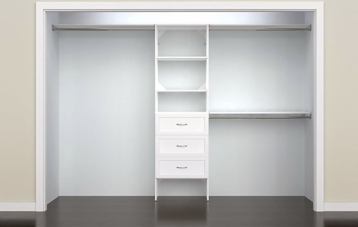 Still In The Box ClosetMaid SuiteSymphony Closet Organizer with Shelves, 3 Drawers, 25-Inch-Pure White