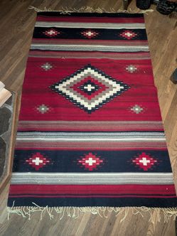 Southwestern Flatweave Area Rug with Fringe