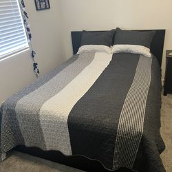 IKEA MALM black queen bedframe with 13” thick mattress included.