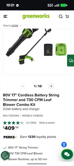 NEW in box greenworks 80v trimmer/blower combo