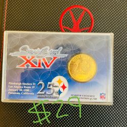 #205 Out Of 2500 Pittsburgh Steelers Gold Coins - Super Bowl XIV 25th Anniversary