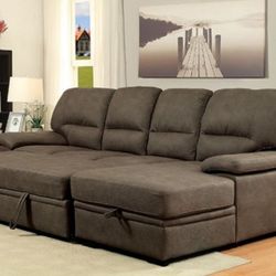 Brand New Brown Sectional Sofa Storage Sleeper