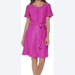 Brand New Woman’s DKNY Pink Jersey Pleated Cocktail Dress Up For Sale 