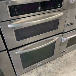 Kitchen Aid 30” Microwave Oven Combo In Stainless Steel Used